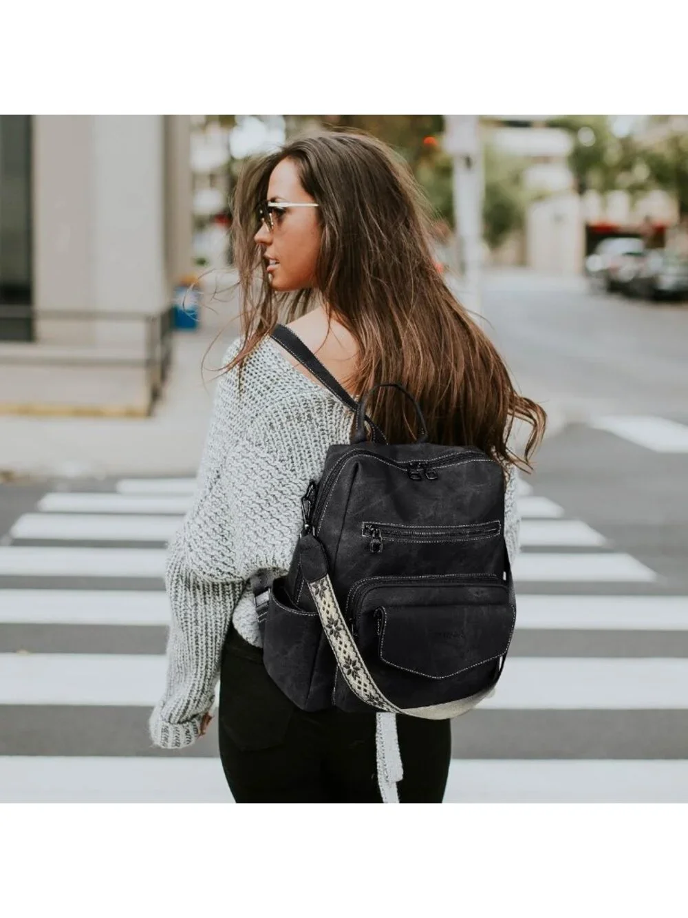Stylish PU Leather Backpack Purse for Women - Small Travel Handbag & Shoulder